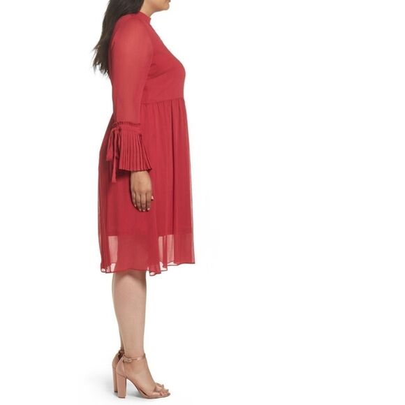 NWT LOST INK Pink Pleat Cuff Fit & Flare Dress 4X - Picture 4 of 11